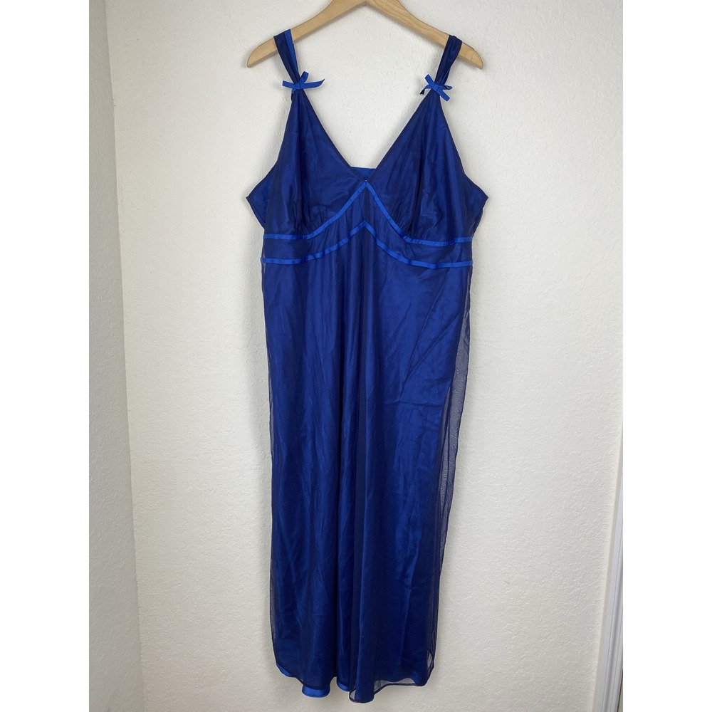 Sz 22/24 Cacique Blue Maxi Slip Dress Babydoll Whimsigoth Y2k 90s Evening